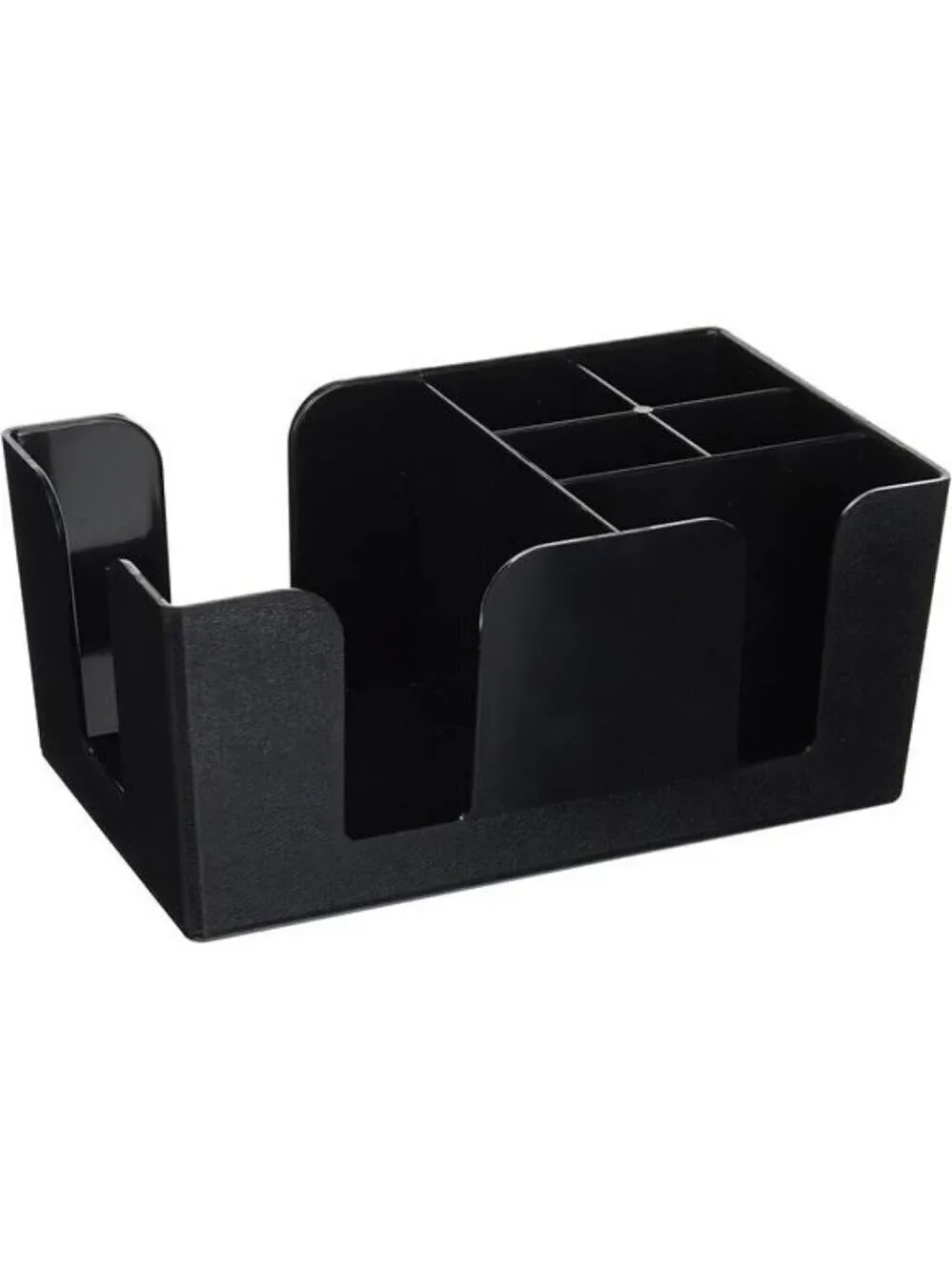 Black Bar Caddy Organizer 6 Compartments for Napkins Straws Condiments Storage